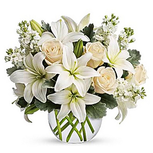 Classic All White Arrangement™ for Sympathy 送花到台灣,送花到大陸,全球送花,國際送花