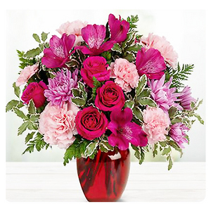 紅玫白百合花束 送花到台灣,送花到大陸,全球送花,國際送花