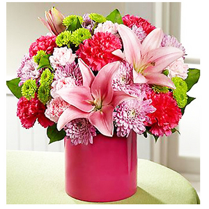 Pink Rose with vase 送花到台灣,送花到大陸,全球送花,國際送花