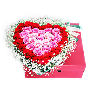 爱恋满满-心型玫瑰花盒 送花到台湾,送花到上海,全球送花,国际送花