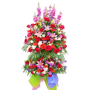 鴻圖永啟_高架花籃 送花到台灣,送花到大陸,全球送花,國際送花