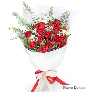 愛在溫暖玫瑰花瓣裏_20朵紅玫花束 送花到台灣,送花到大陸,全球送花,國際送花