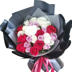 祝你幸福-混色玫瑰花束 送花到台灣,送花到大陸,全球送花,國際送花