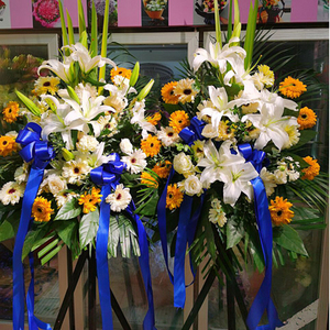 再會-高架花籃(一對) 送花到台灣,送花到大陸,全球送花,國際送花