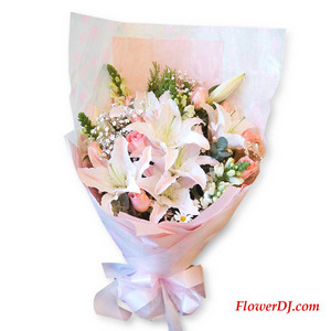 迷恋_玫瑰百合花束 送花到台湾,送花到上海,全球送花,国际送花
