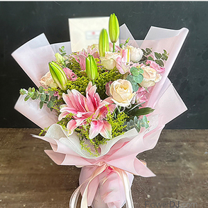 玫瑰百合花束 送花到台湾,送花到上海,全球送花,国际送花