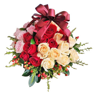 混色玫瑰花-花籃 送花到台湾,送花到上海,全球送花,国际送花