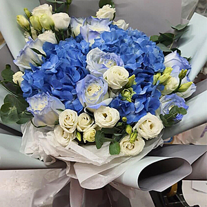 19朵碎冰藍繡球花束 送花到台灣,送花到大陸,全球送花,國際送花