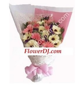 清新时光-16朵混色太阳菊花束 送花到台湾,送花到上海,全球送花,国际送花