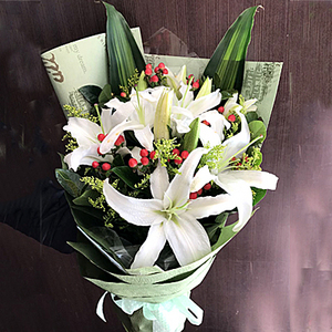 高雅纯洁--百合花束 送花到台湾,送花到上海,全球送花,国际送花