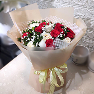 似水柔情-20朵混色玫瑰花束 送花到台灣,送花到大陸,全球送花,國際送花