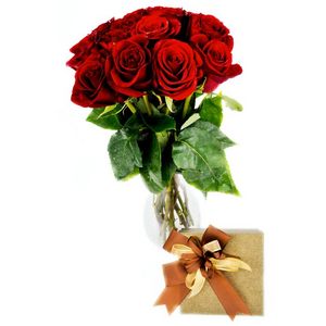 甜迷思_12枝红玫瑰 & 巧克力 送花到台湾,送花到上海,全球送花,国际送花