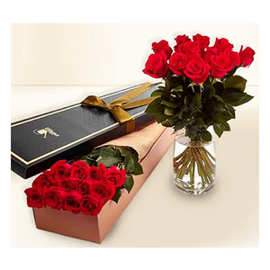 Flat Boxed Roses One Dozen Red 送花到台灣,送花到大陸,全球送花,國際送花