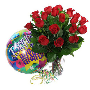 美好的祝福(红玫瑰气球花礼) 送花到台湾,送花到上海,全球送花,国际送花