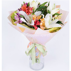 百合综合花束 送花到台湾,送花到上海,全球送花,国际送花