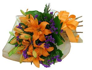 橙色百合花束 送花到台湾,送花到上海,全球送花,国际送花