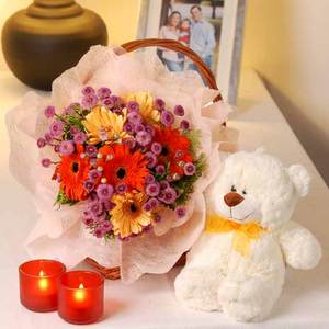 彩虹熊-混色菊花 送花到台湾,送花到上海,全球送花,国际送花