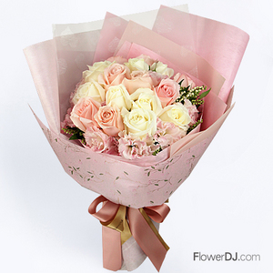 粉彩旖旎-16朵混色玫瑰花束 送花到台湾,送花到上海,全球送花,国际送花