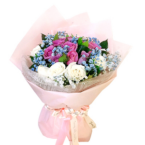 愛的氛圍-22朵混色玫瑰花束 送花到台灣,送花到大陸,全球送花,國際送花