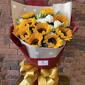 咖啡香_10朵向日葵花束 送花到台湾,送花到上海,全球送花,国际送花