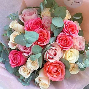 多彩缤纷-混色玫瑰花束 送花到台湾,送花到上海,全球送花,国际送花