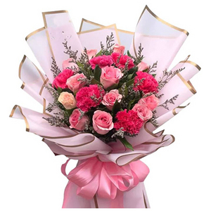 Pink Carnations and Roses Bouquet 送花到台灣,送花到大陸,全球送花,國際送花