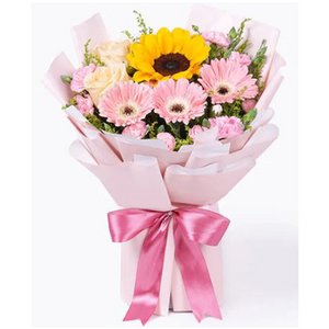 甜心盒子-粉色非洲菊花束 送花到台湾,送花到上海,全球送花,国际送花