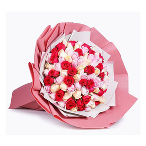99 mixed color roses bouquet 送花到台灣,送花到大陸,全球送花,國際送花