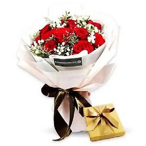 混色玫瑰花束与巧克力 送花到台湾,送花到上海,全球送花,国际送花