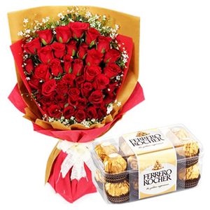 36 Red Roses and  Chocolate Bouquet 送花到台灣,送花到大陸,全球送花,國際送花