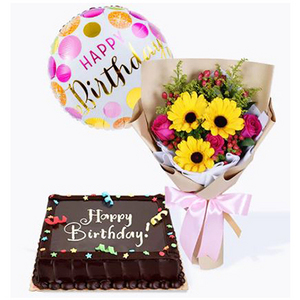 生日花束蛋糕组合3 送花到台湾,送花到上海,全球送花,国际送花