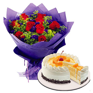 生日花束蛋糕组合5 送花到台湾,送花到上海,全球送花,国际送花