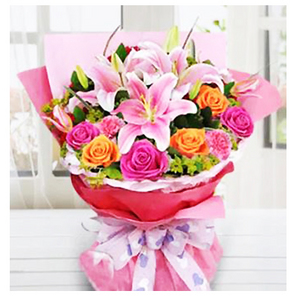 百合玫瑰花束 送花到台湾,送花到上海,全球送花,国际送花