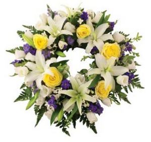 白紫色系-吊丧花圈 送花到台湾,送花到上海,全球送花,国际送花