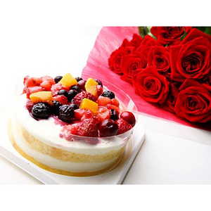 Red Flower bouquet & cake - 1 送花到台灣,送花到大陸,全球送花,國際送花