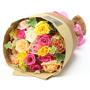 花意盎然-混色玫瑰花束 送花到台灣,送花到大陸,全球送花,國際送花