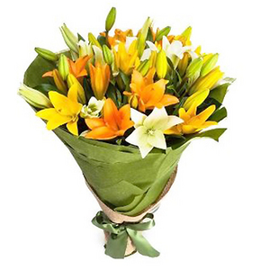 Warm color mixed color lily bouquet 送花到台灣,送花到大陸,全球送花,國際送花