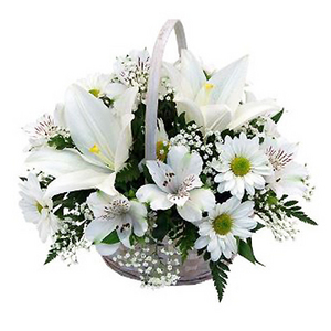 White Flower Basket 送花到台灣,送花到大陸,全球送花,國際送花