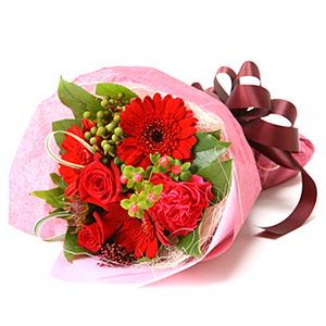 紮實的愛-紅色系13~15朵綜合花花束 送花到台灣,送花到大陸,全球送花,國際送花