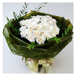 白色純情-白色玫瑰花束 送花到台灣,送花到大陸,全球送花,國際送花