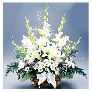 韓國白絲帶弔唁花籃 送花到台灣,送花到大陸,全球送花,國際送花