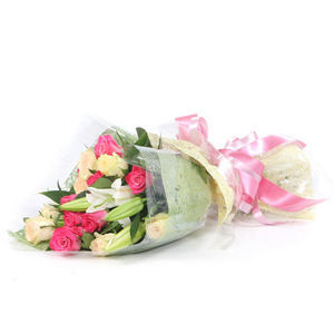 幸福洋溢-百合玫瑰花束 送花到台灣,送花到大陸,全球送花,國際送花