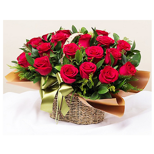 幸福快樂紅玫花籃 送花到台灣,送花到大陸,全球送花,國際送花