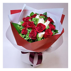 甜蜜蜜-紅白玫瑰花束 送花到台灣,送花到大陸,全球送花,國際送花