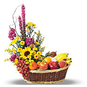 Flower and Fruit Gift Basket-1 送花到台灣,送花到大陸,全球送花,國際送花