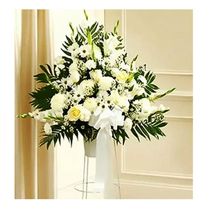Condolences Elevated Flower Basket-1 送花到台灣,送花到大陸,全球送花,國際送花