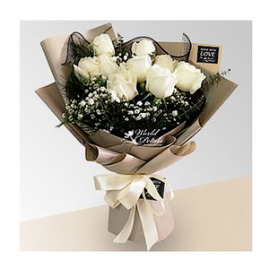 white rose bouquet 送花到台灣,送花到大陸,全球送花,國際送花