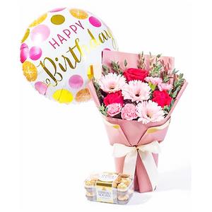 Flower gift combination -a beautiful day 送花到台灣,送花到大陸,全球送花,國際送花