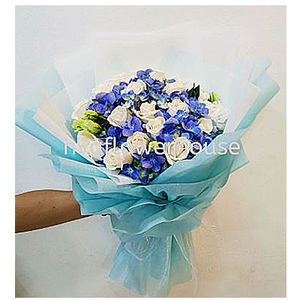 柔情似水-绣球花和玫瑰花束 送花到台湾,送花到上海,全球送花,国际送花