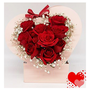 心心相印-玫瑰花盒 送花到台湾,送花到上海,全球送花,国际送花